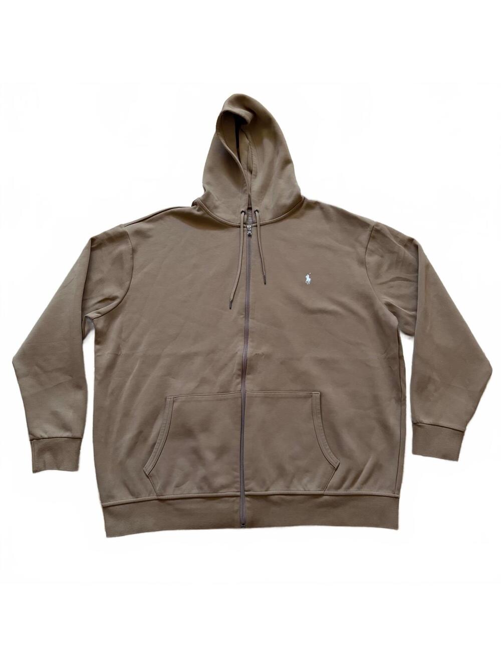 Polo Ralph Lauren Full Zip Hoodie Sweatshirt Double Knit Brown Men's Size 3XLT